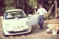 vintage esküvő Vintage Fiat 500-as autó